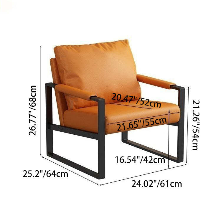 Minimalist Iron Leather Accent Chair — Dark Gray