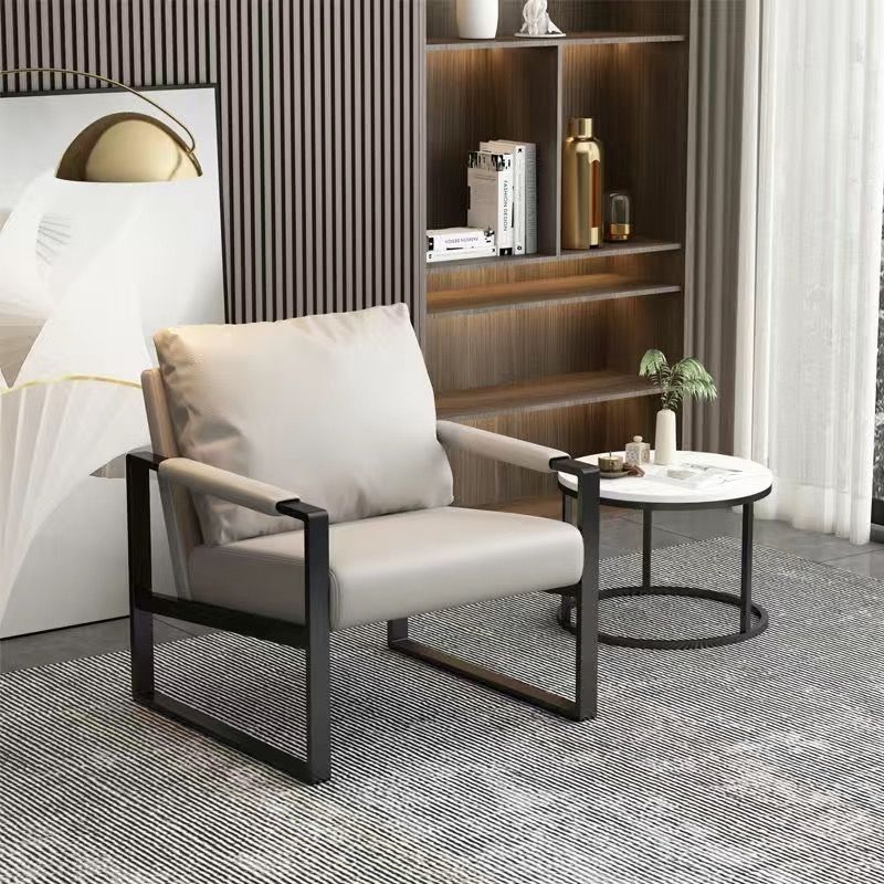 Minimalist Iron Leather Accent Chair
