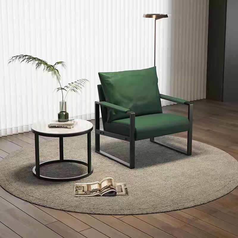 Minimalist Iron Leather Accent Chair