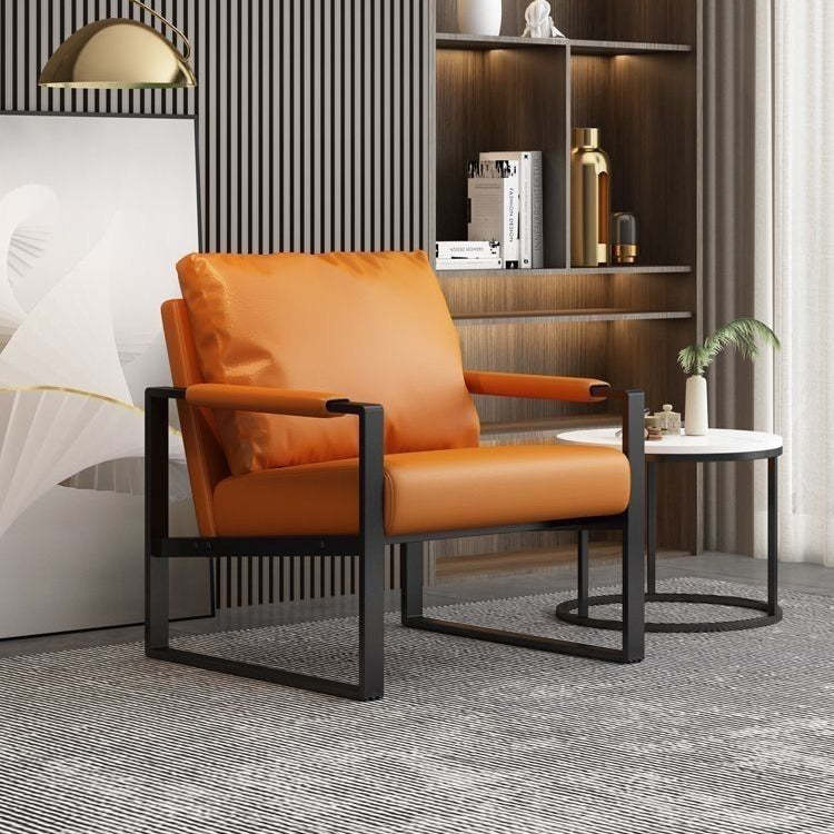 Minimalist Iron Leather Accent Chair