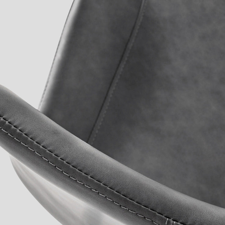 Minimalist Oval Iron Leather Armless Chair