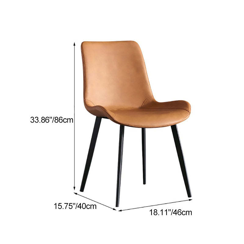 Minimalist Oval Iron Leather Armless Chair