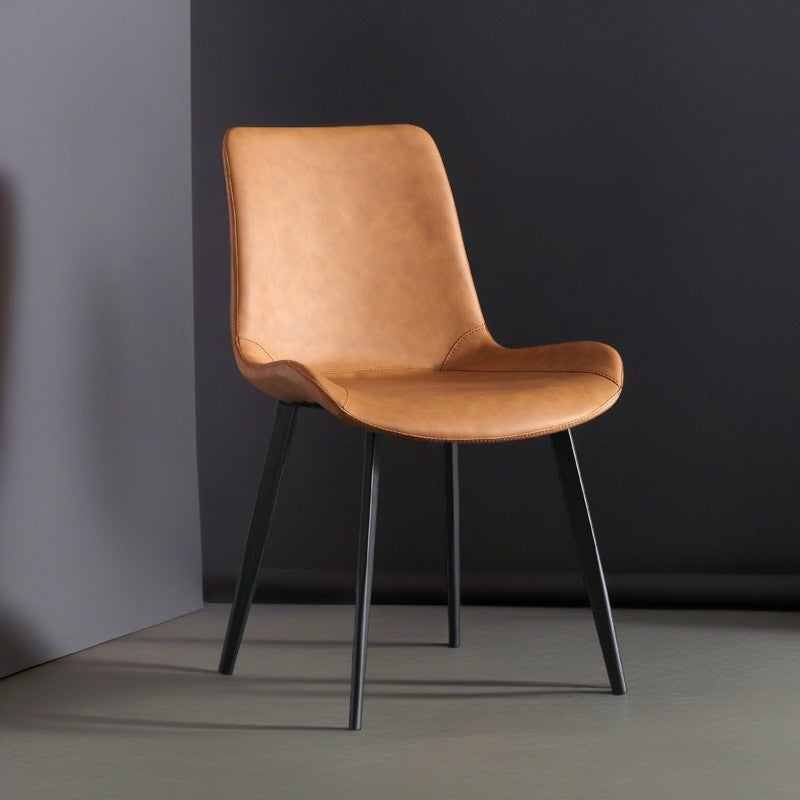 Minimalist Oval Iron Leather Armless Chair — Orange
