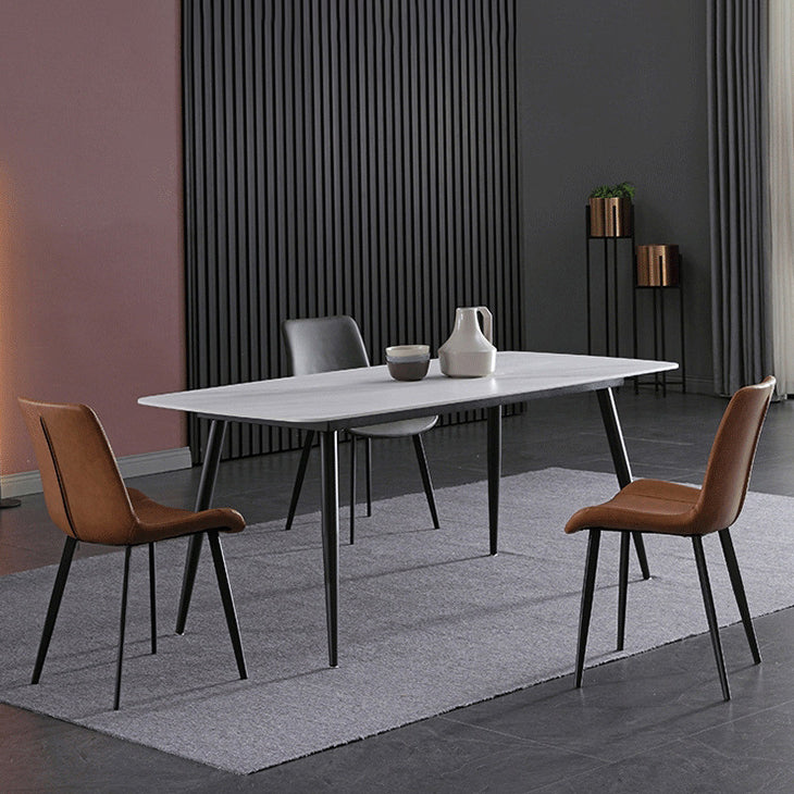Minimalist Oval Iron Leather Armless Chair