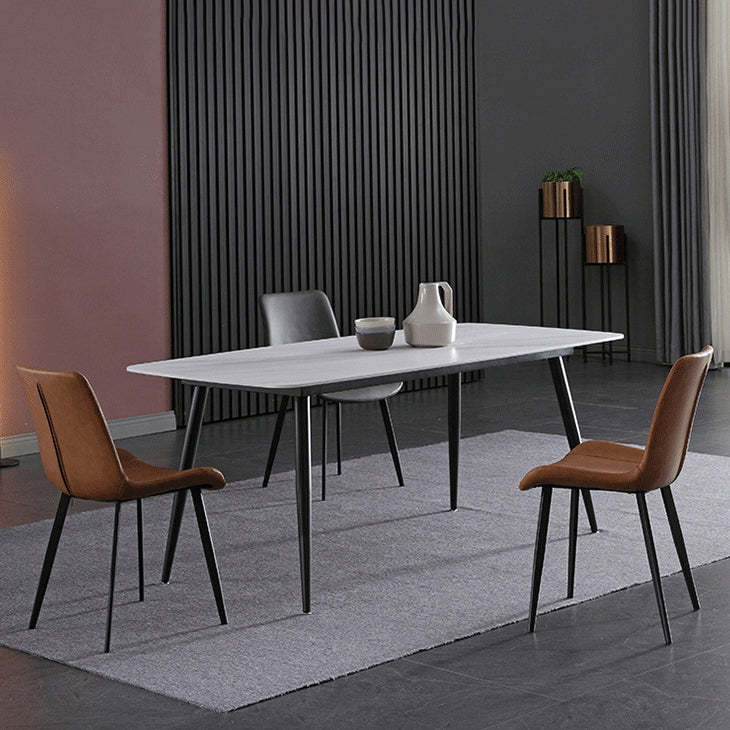 Minimalist Oval Iron Leather Armless Chair