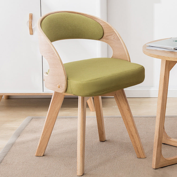 Contemporary Rectangular Wood Fabric Armless Chair — Beige