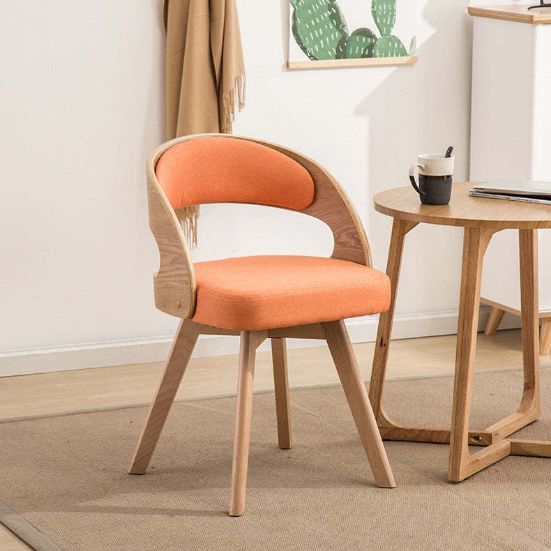 Contemporary Rectangular Wood Fabric Armless Chair