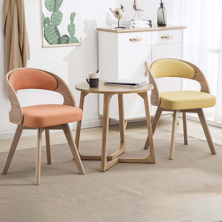 Contemporary Rectangular Wood Fabric Armless Chair
