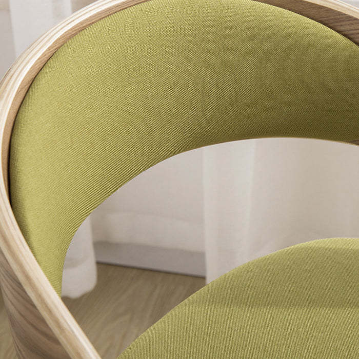 Contemporary Rectangular Wood Fabric Armless Chair — Blue