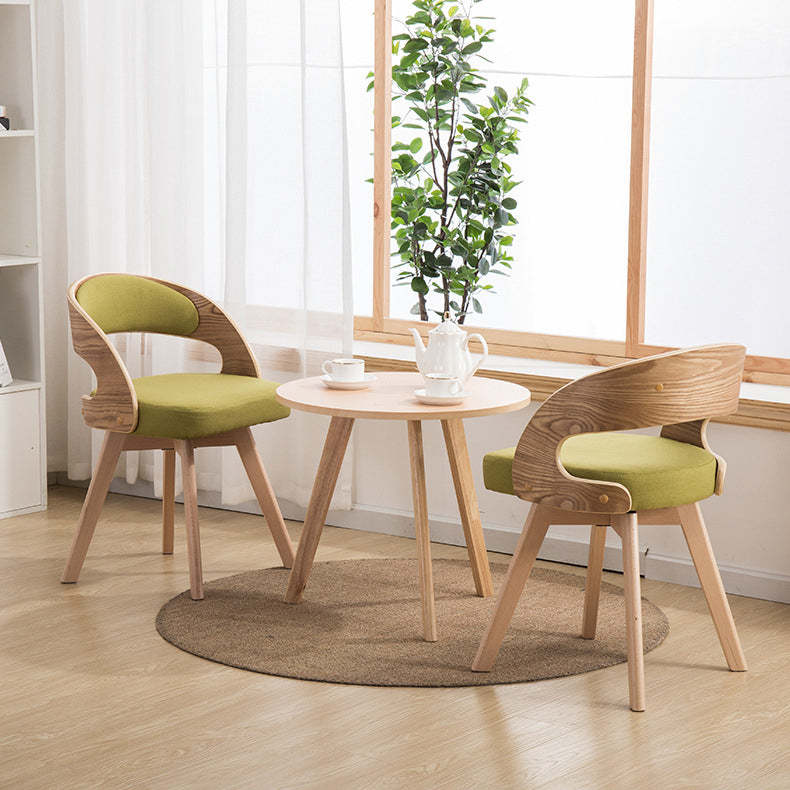 Contemporary Rectangular Wood Fabric Armless Chair — Green