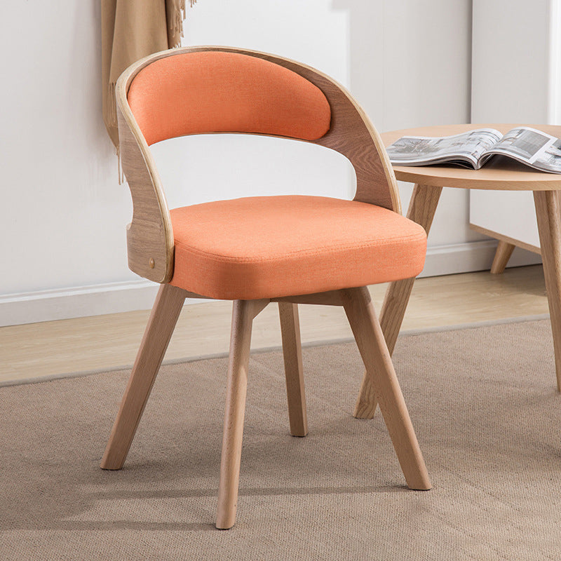Contemporary Rectangular Wood Fabric Armless Chair — Coffee Color