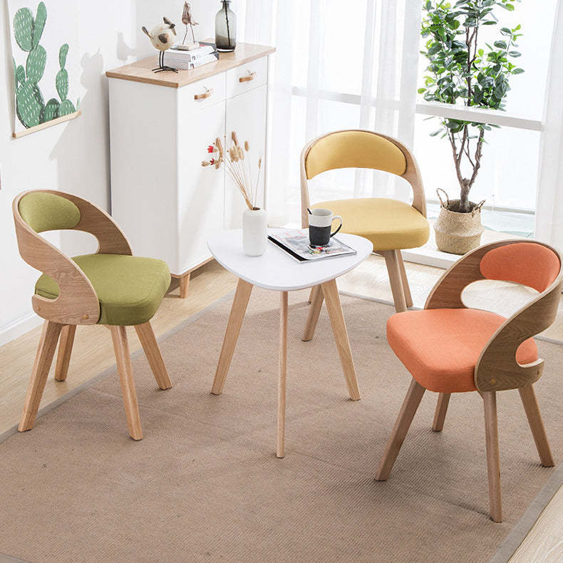 Contemporary Rectangular Wood Fabric Armless Chair — Orange