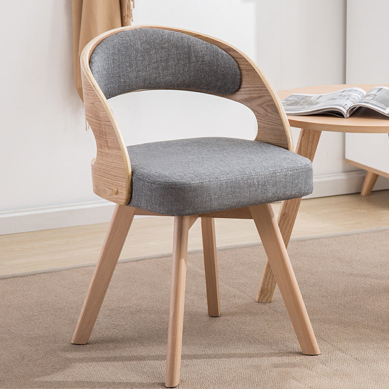 Contemporary Rectangular Wood Fabric Armless Chair