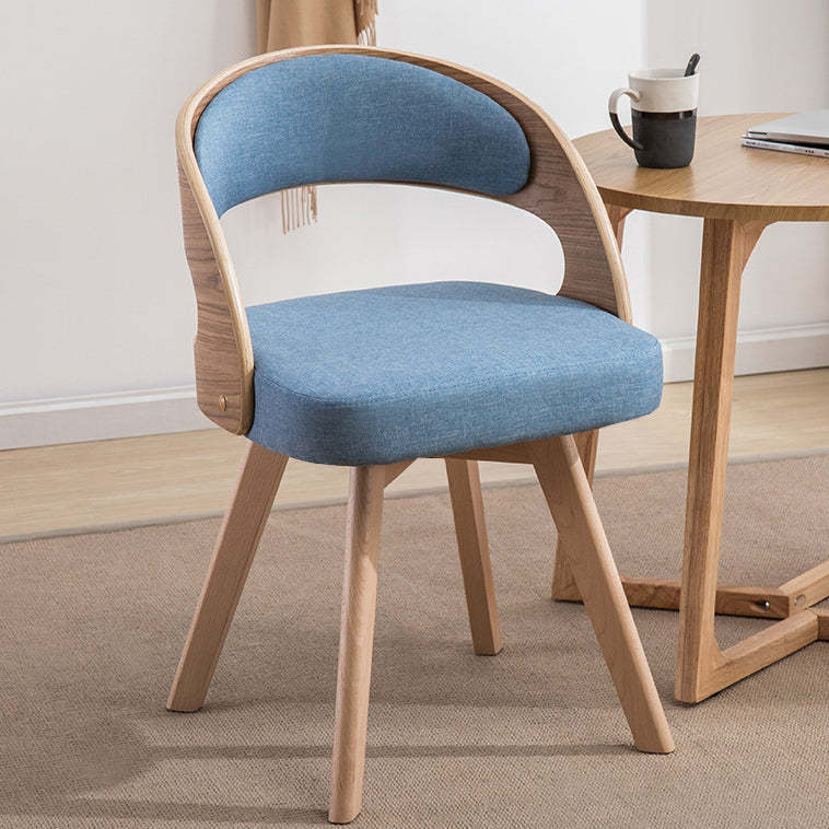 Contemporary Rectangular Wood Fabric Armless Chair