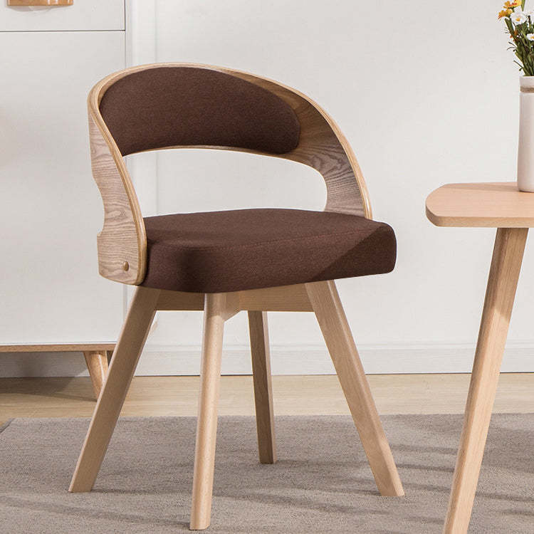 Contemporary Rectangular Wood Fabric Armless Chair