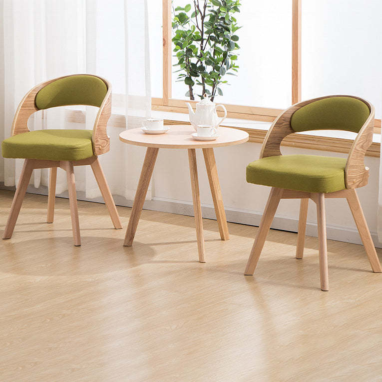 Contemporary Rectangular Wood Fabric Armless Chair