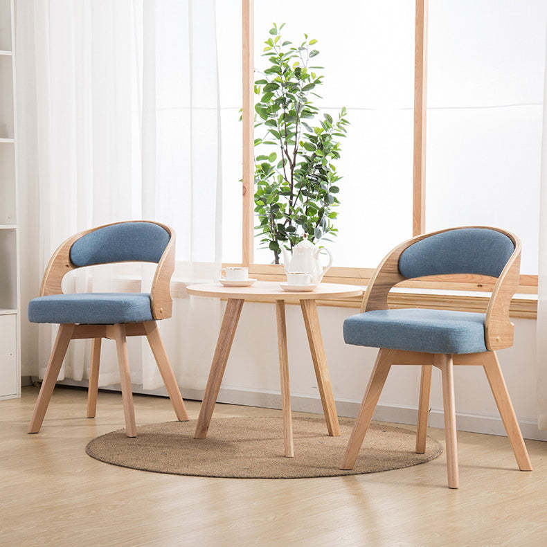 Contemporary Rectangular Wood Fabric Armless Chair