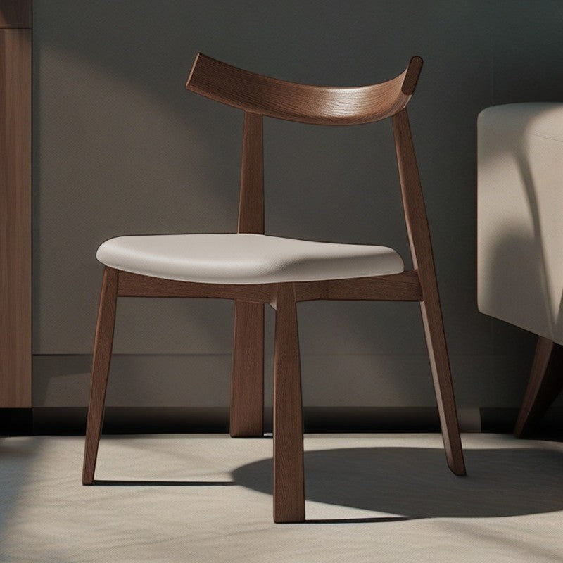 Minimalist Oval Wood Leather Armless Chair