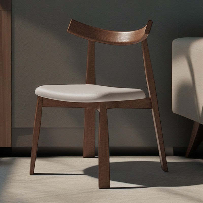 Minimalist Oval Wood Leather Armless Chair