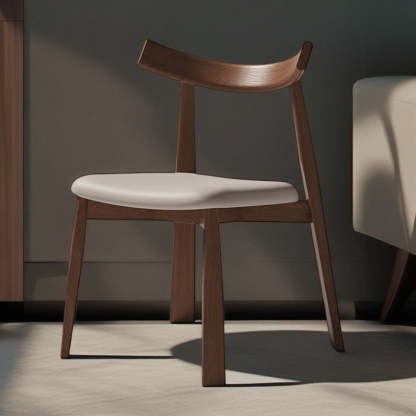 Minimalist Oval Wood Leather Armless Chair