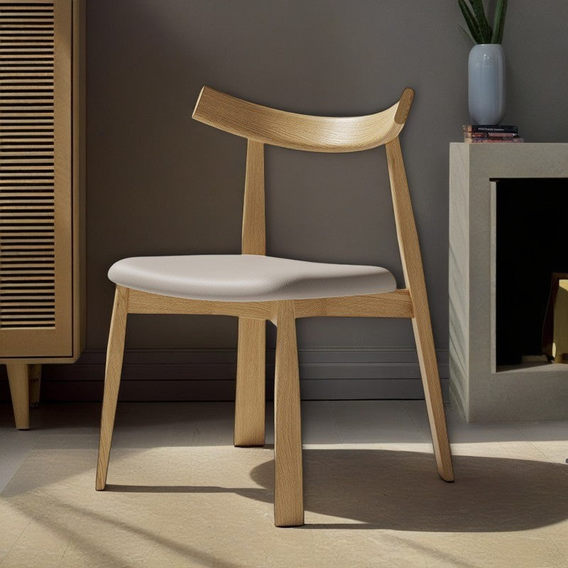 Minimalist Oval Wood Leather Armless Chair