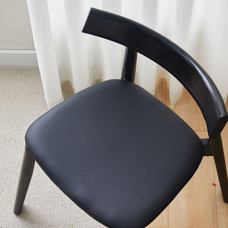 Minimalist Oval Wood Leather Armless Chair