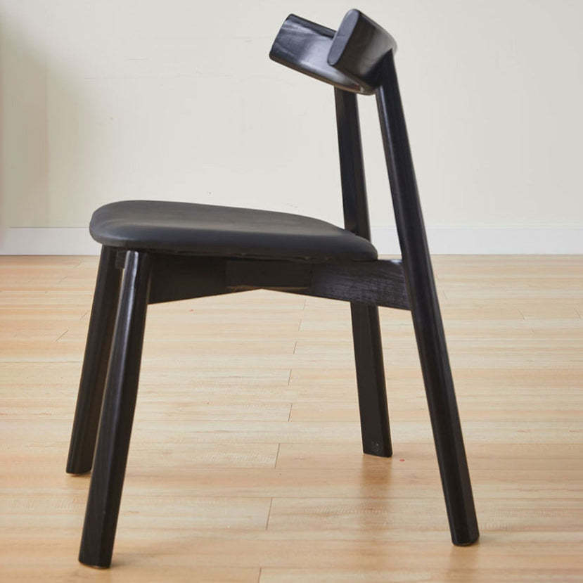Minimalist Oval Wood Leather Armless Chair