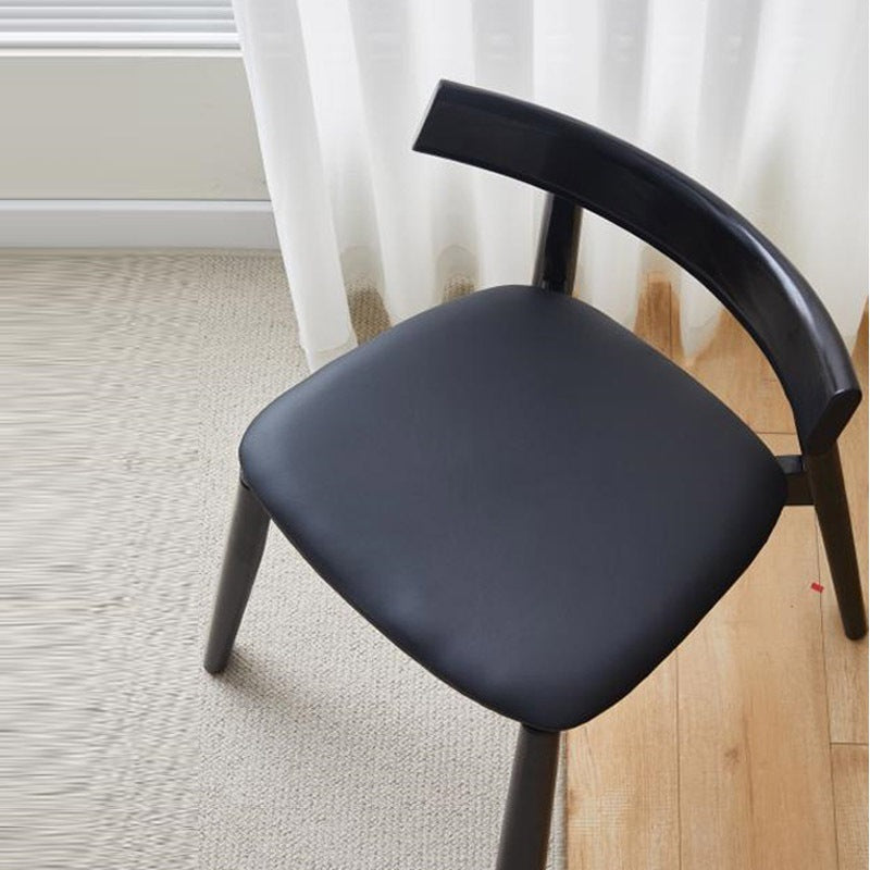 Minimalist Oval Wood Leather Armless Chair