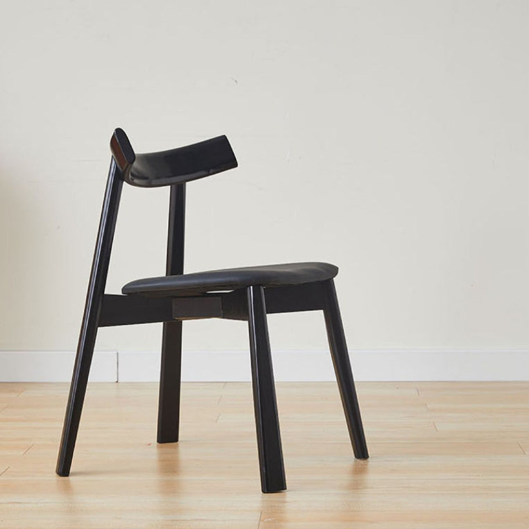 Minimalist Oval Wood Leather Armless Chair