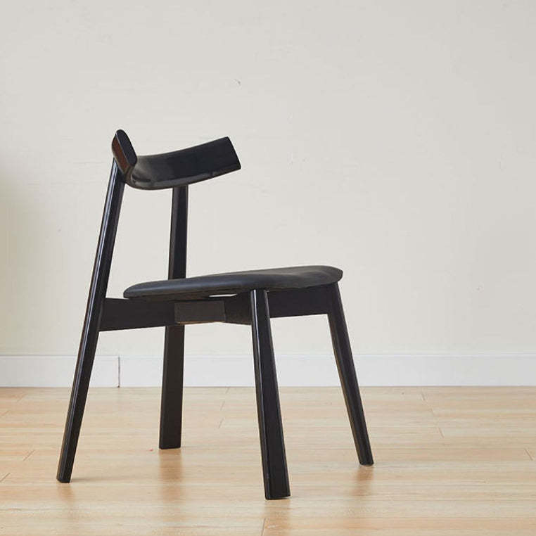 Minimalist Oval Wood Leather Armless Chair