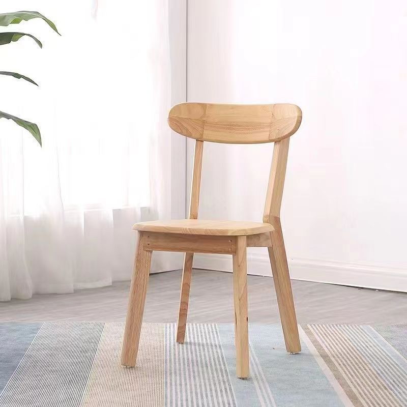 Japanese Oval Wood Armless Chair