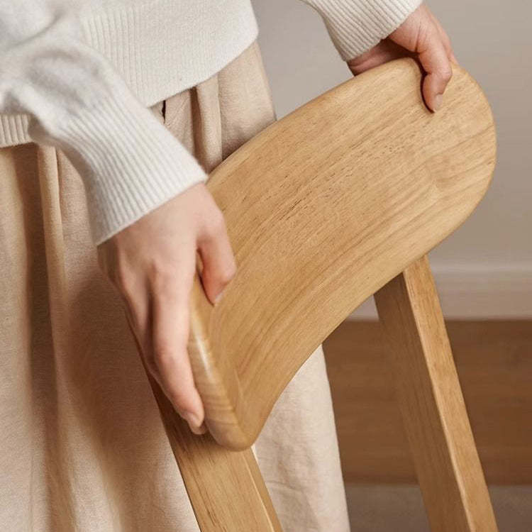 Japanese Oval Wood Armless Chair