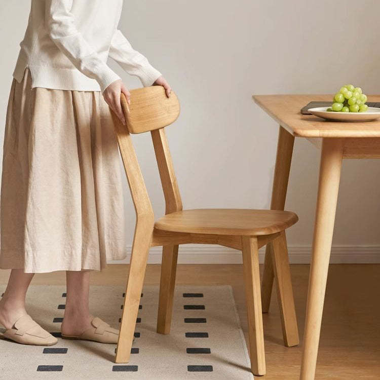 Japanese Oval Wood Armless Chair