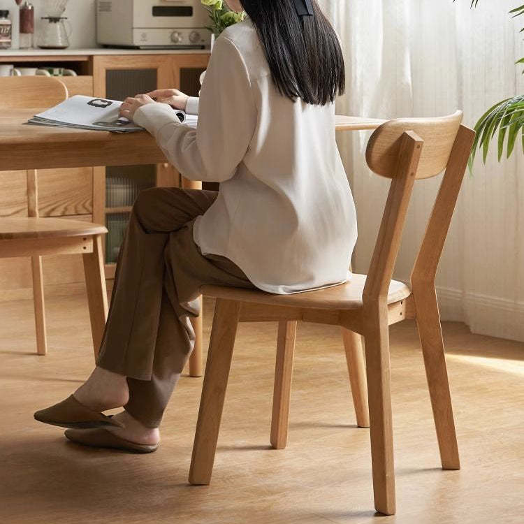 Japanese Oval Wood Armless Chair