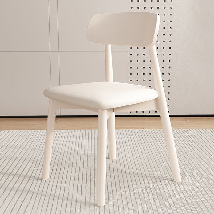 Nordic Wood Leather Armless Chair