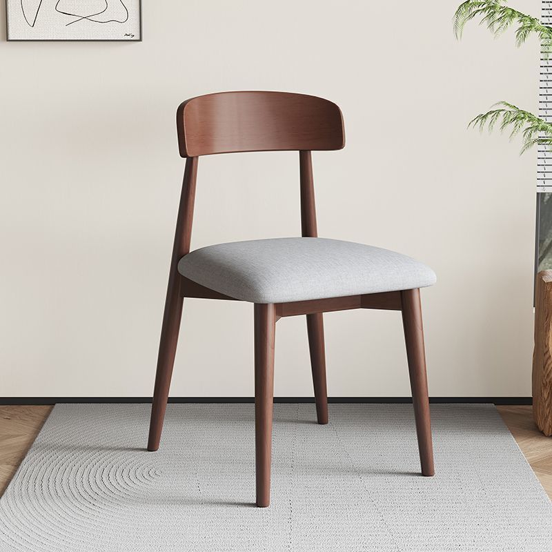 Nordic Wood Leather Armless Chair — Wood Color & Gray