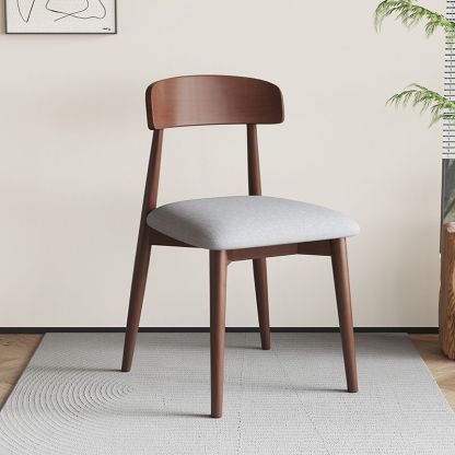 Nordic Wood Leather Armless Chair — Wood Color & Gray