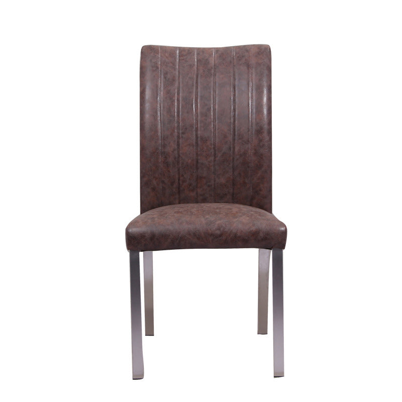 European Iron Leather Armless Chair