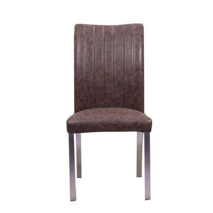 European Iron Leather Armless Chair