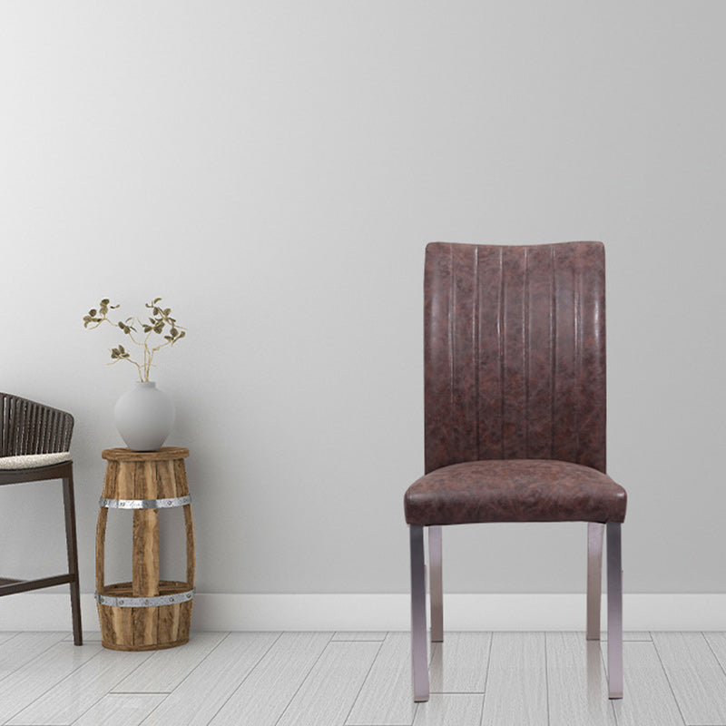 Traditional armless wood leather iron wood accent chairs, Lighom