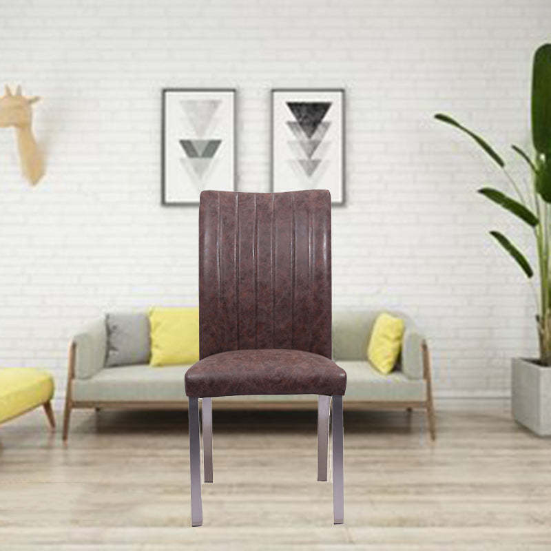 European Iron Leather Armless Chair