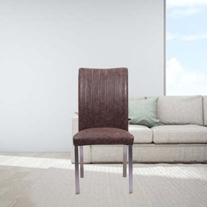 European Iron Leather Armless Chair