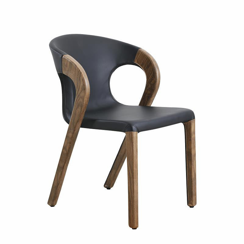 Nordic Wood Leather Armless Chair