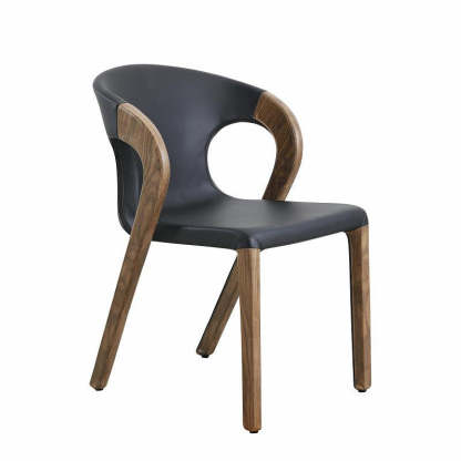 Nordic Wood Leather Armless Chair