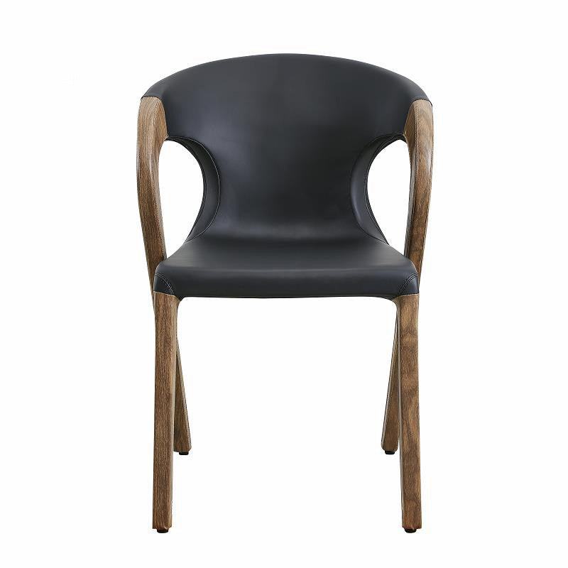 Nordic Wood Leather Armless Chair