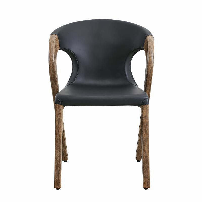 Nordic Wood Leather Armless Chair