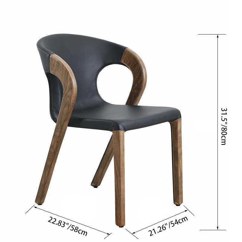 Nordic Wood Leather Armless Chair