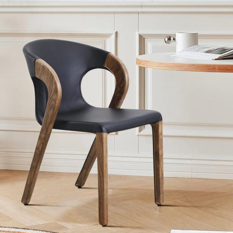 Nordic Wood Leather Armless Chair