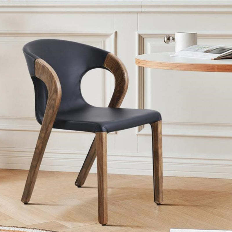 Nordic Wood Leather Armless Chair