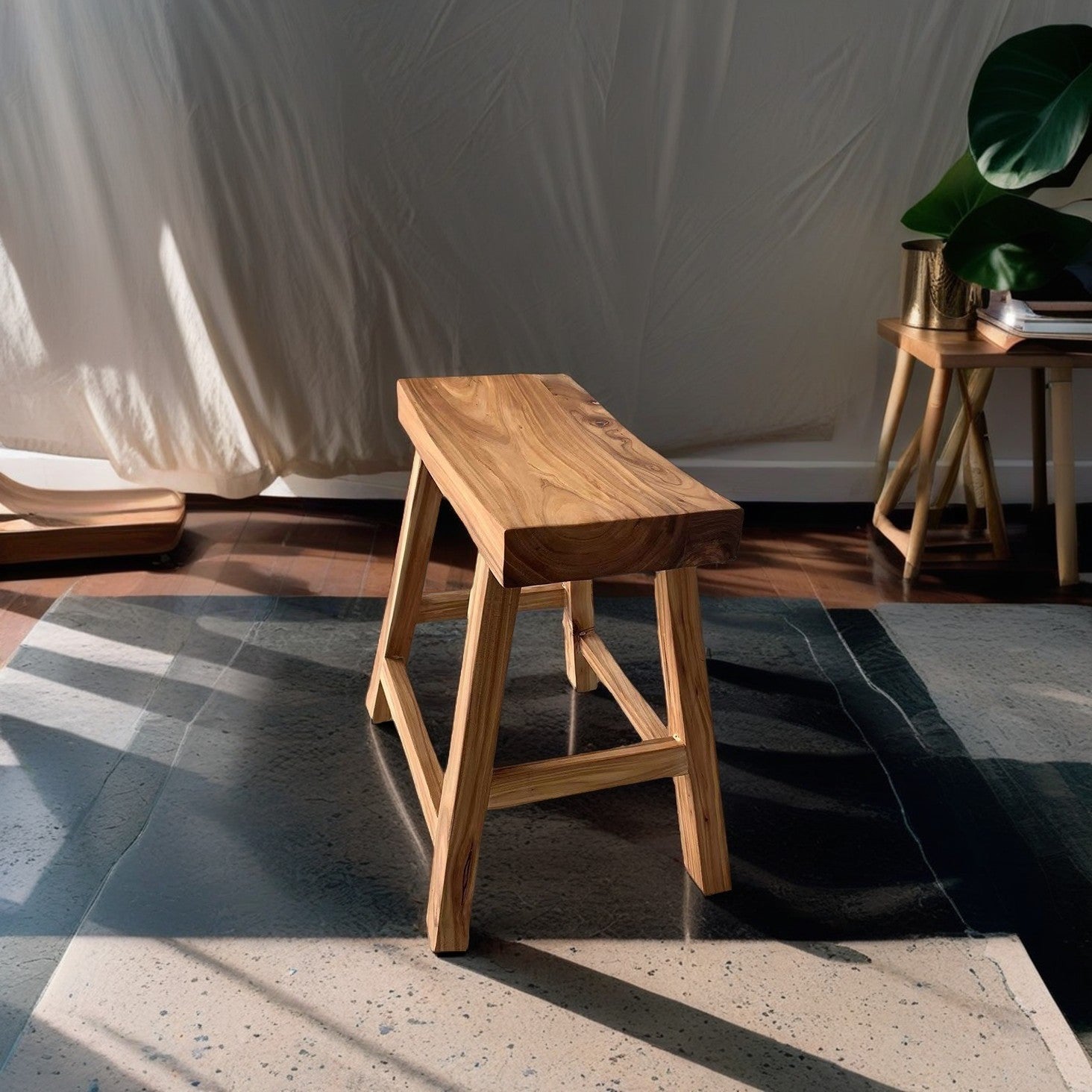 Minimalist Rectangular Wood Low Stool